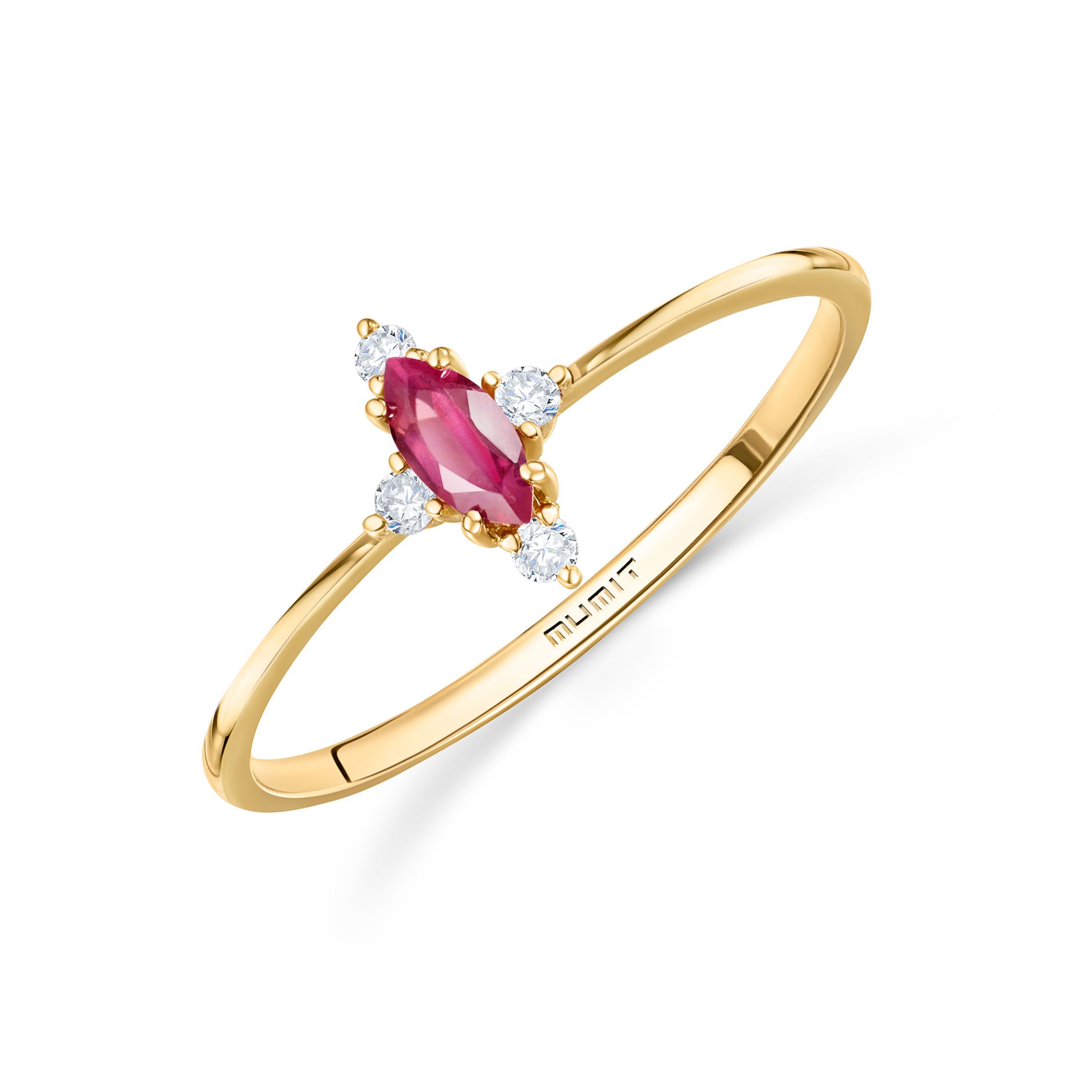 Zales Sideways Oval Ruby and 1/15 CT. T.w. Diamond Stackable Ring in 10K  Gold | Hamilton Place